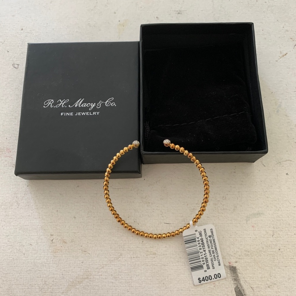 Diamond and gold bead bracelet